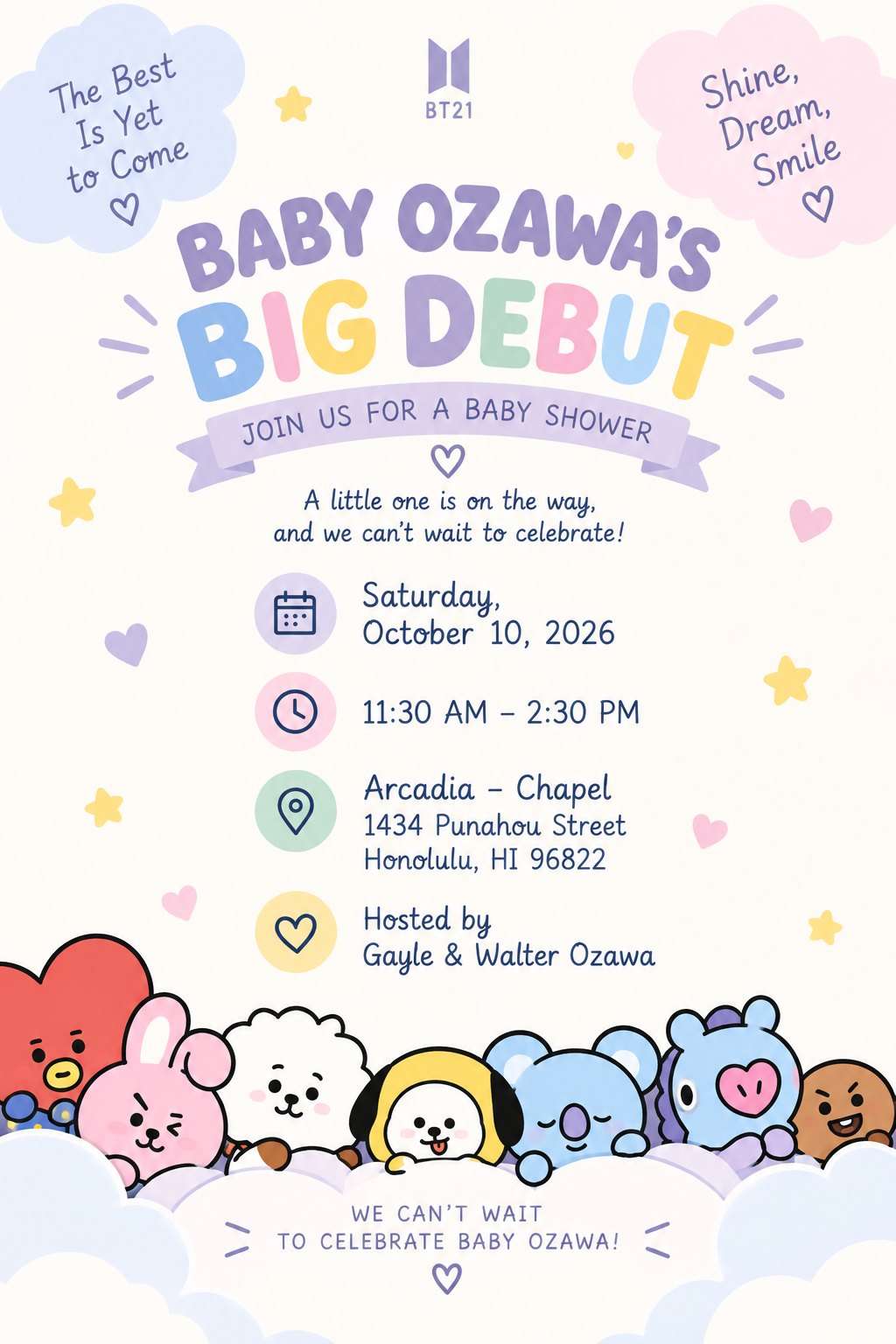 Baby Ozawa’s Big Debut baby shower invitation